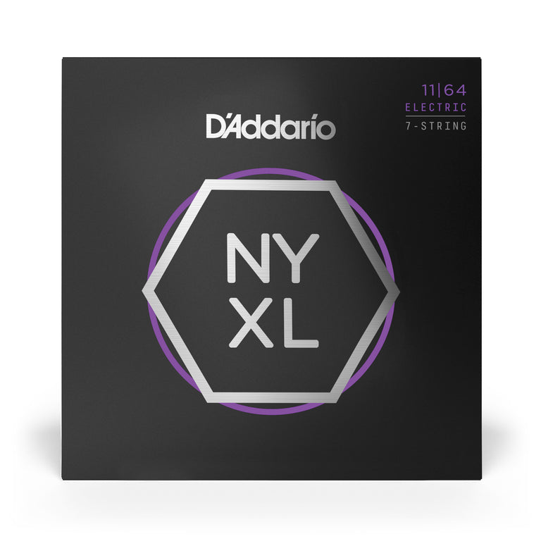 D'Addario NYXL Nickel Wound 7-String 11-64 Electric Guitar Strings, Medum [NYXL1164]