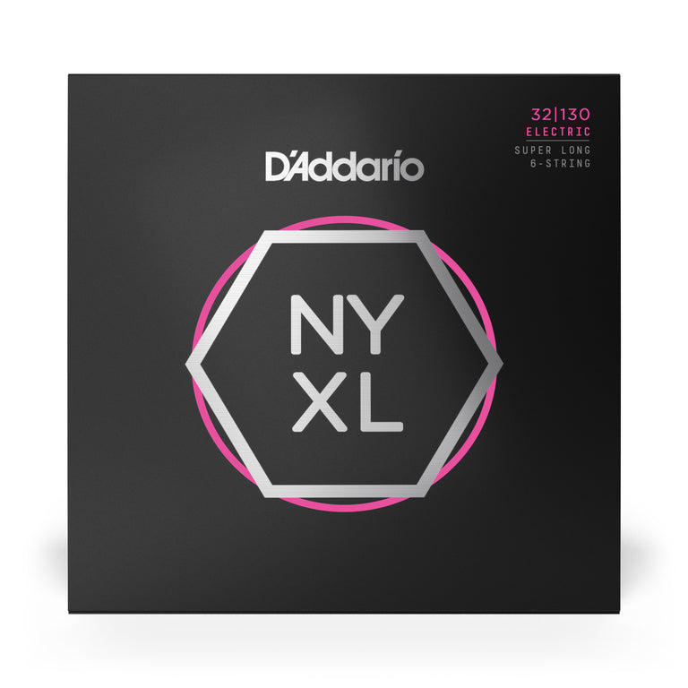 D'Addario NYXL Nickel Wound 32-130 6-String Bass Guitar Strings, Super Long Scale [NYXL32130SL]