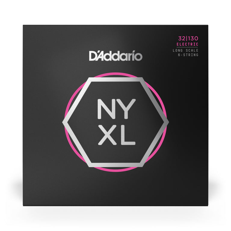 D'Addario NYXL Nickel Wound 32-130 6-String Bass Guitar Strings, Long Scale [NYXL32130]