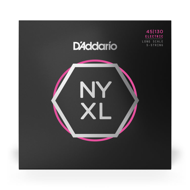 D'Addario NYXL Nickel Wound 45-130 5-String Bass Guitar Strings, Long Scale [NYXL45130]