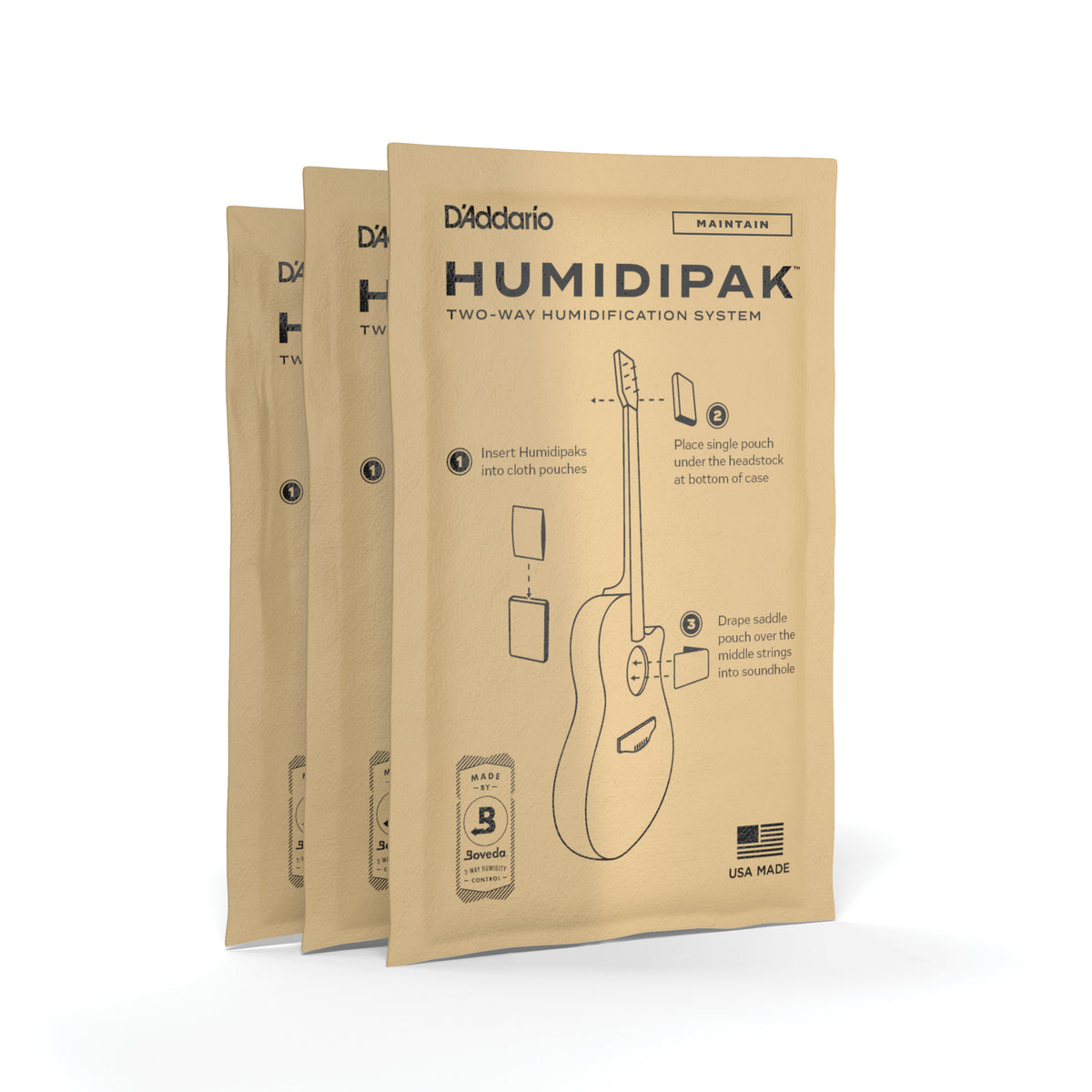 D'Addario Humidipak Two-Way Humidification 'Maintain' Packets, 3-Pack ...
