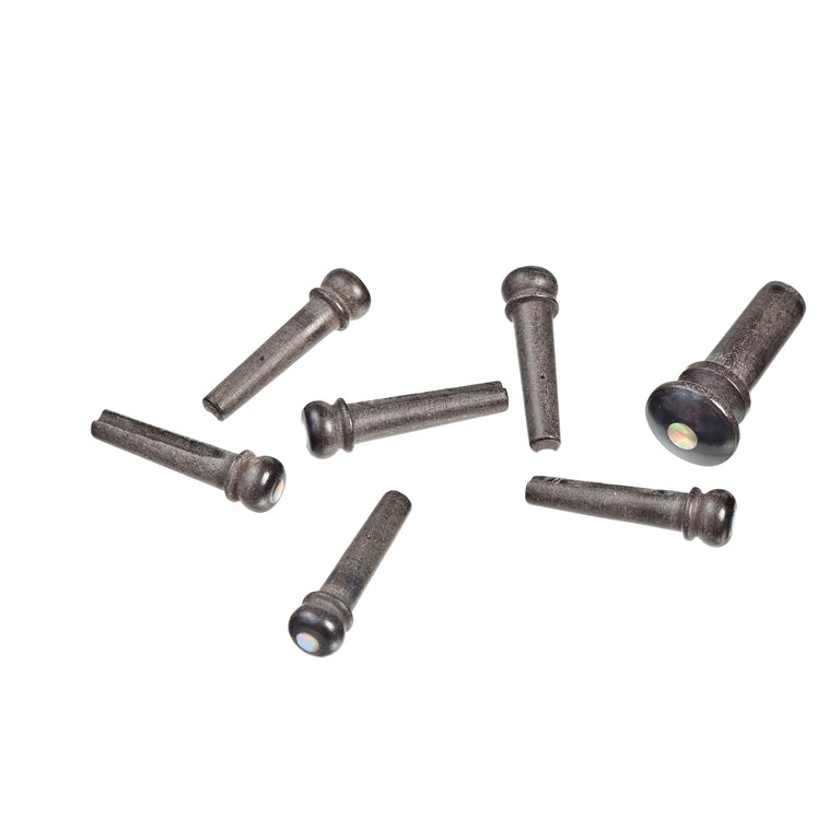 D'Addario Acoustic Guitar Bridge Pin Set, Ebony w/ Abalone Inlay