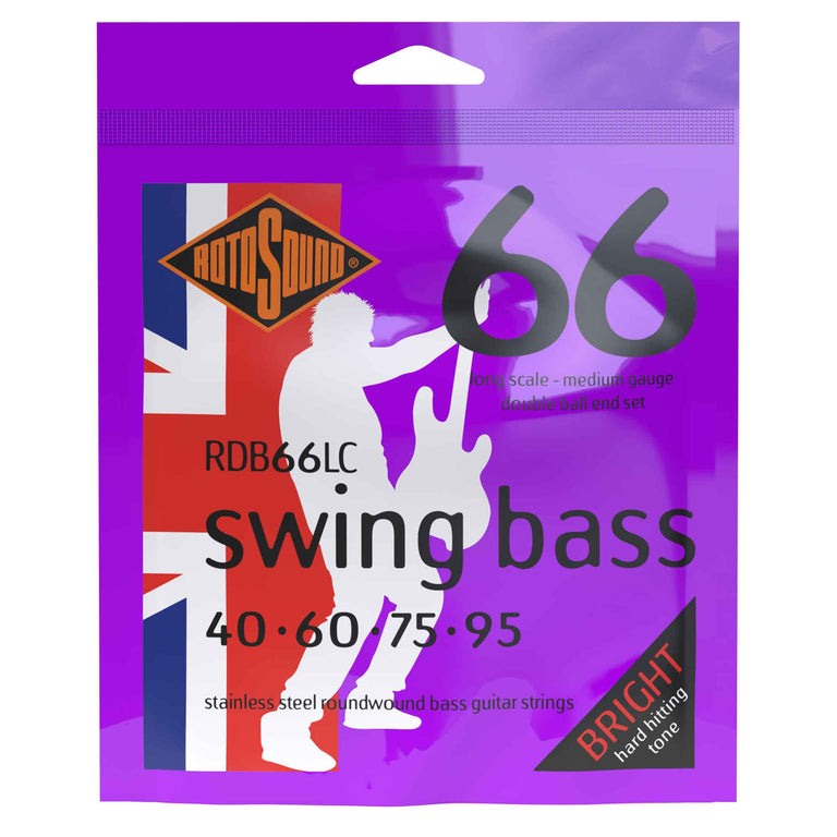Rotosound Swing Bass Stainless Steel Double Ball-End 40-95 Bass Guitar Strings, Long Scale [RDB66LC]
