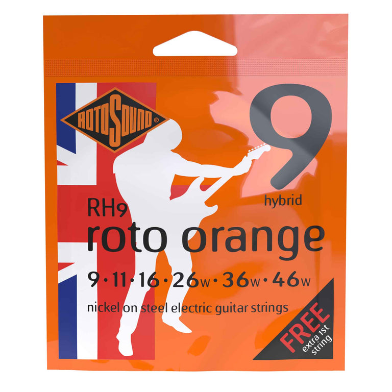 Rotosound RH9 ROTO Oranges Nickel Wound 9-46 Electric Guitar Strings, Hybrid