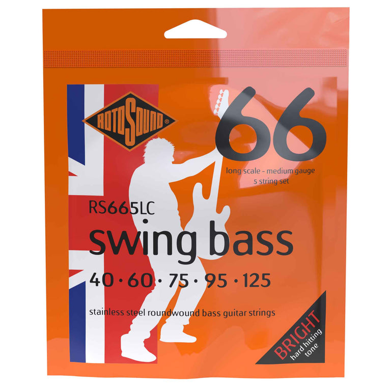 Rotosound Swing Bass Stainless Steel 40-125 5-String Bass Guitar Strings, Long Scale [RS665LC]