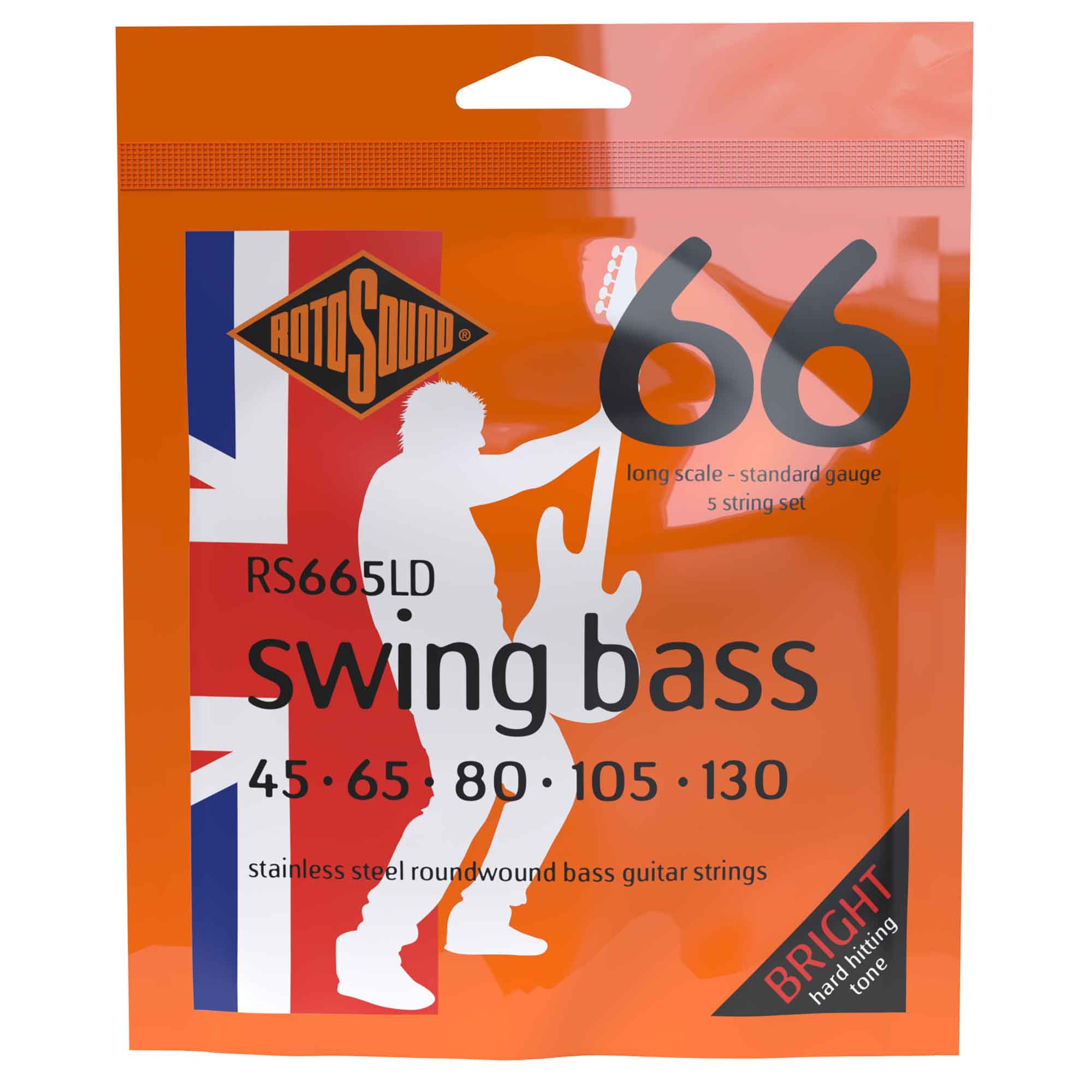 Rotosound Swing Bass Stainless Steel 45-130 Bass Guitar Strings, Long Scale [RS665LD]