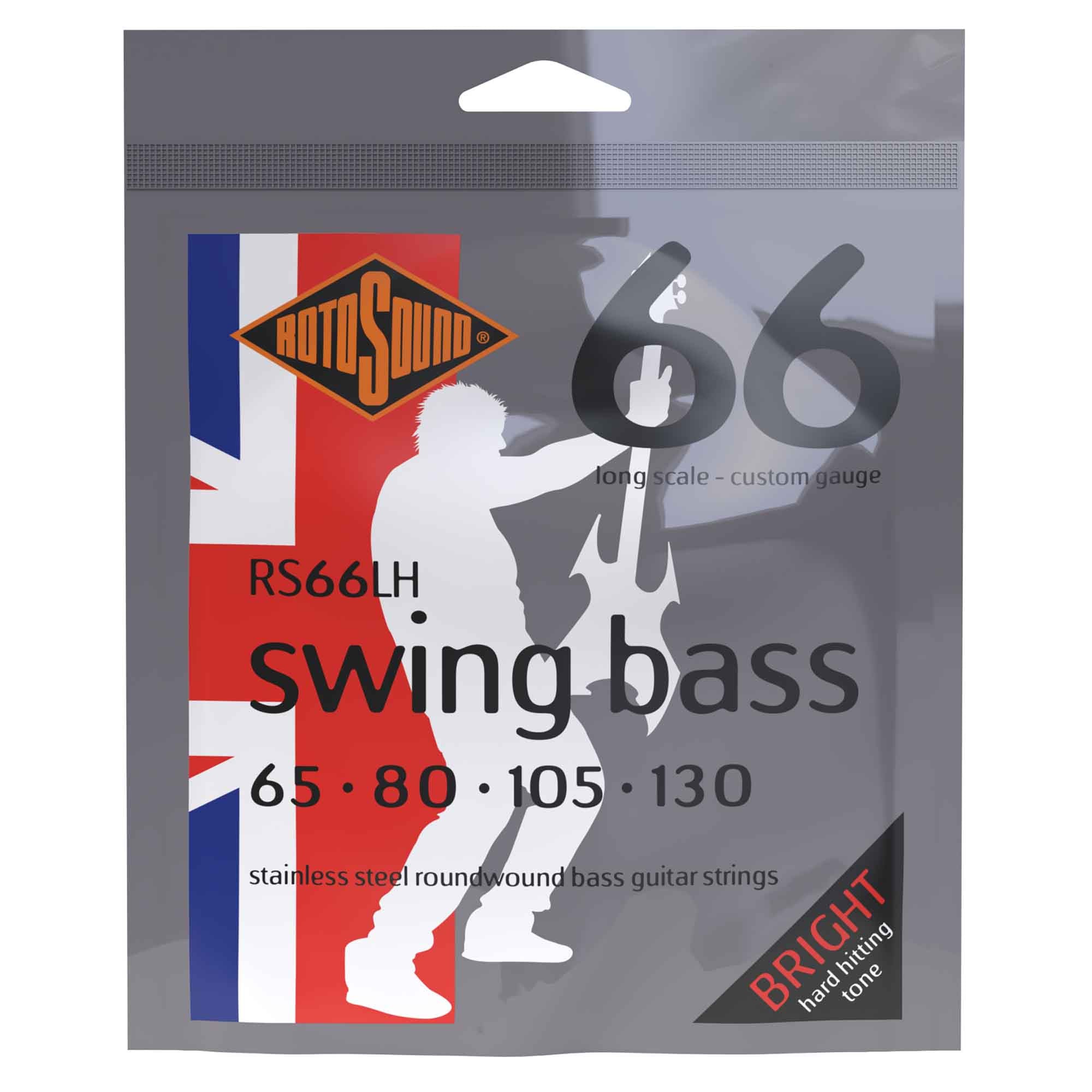 Rotosound RS66LH Drop Zone Stainless Steel Roundwound Bass Guitar Strings 65-130 Long Scale