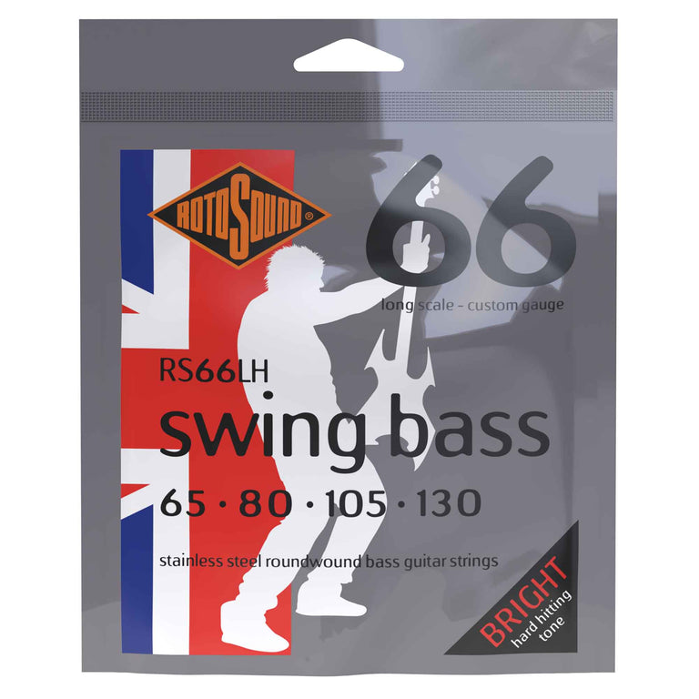 Rotosound Drop Zone Stainless Steel 65-130 Bass Guitar Strings, Long Scale [RS66LH]