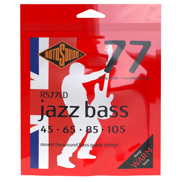 Rotosound Jazz Bass Flatwound Monel 45-105 Bass Guitar Strings, Long Scale [RS77LD]