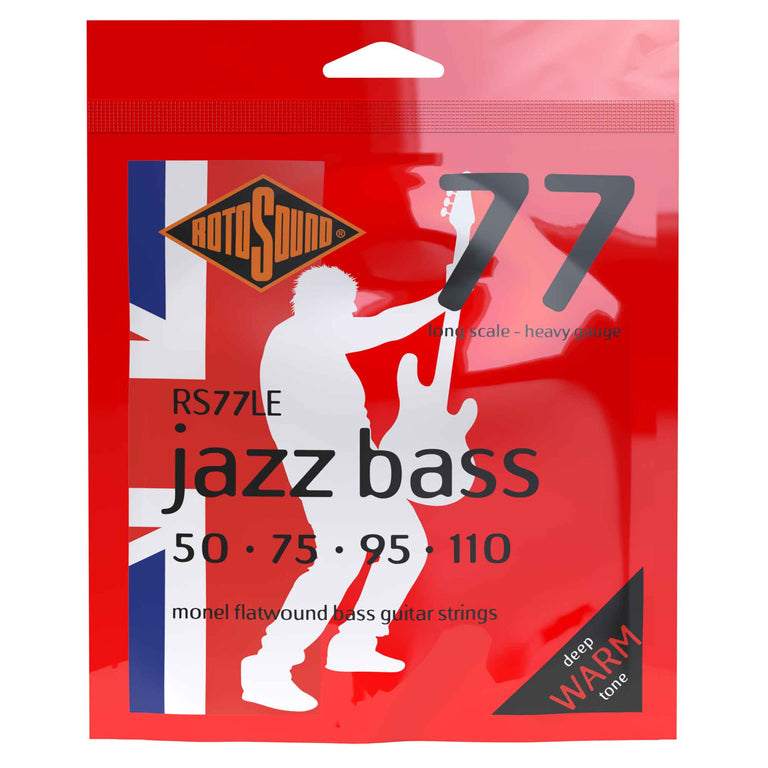 Rotosound Jazz Bass Flatwound Monel 50-110 Bass Guitar Strings, Long Scale [RS77LE]