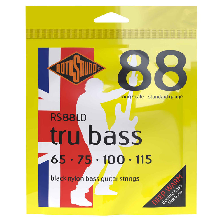 Rotosound Tru Bass Flatwound Black Nylon 65-115 Bass Guitar Strings, Long Scale [RS88LD]