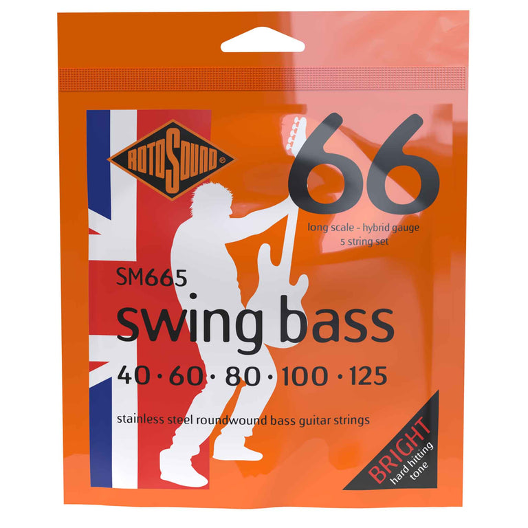 Rotosound Swing Bass Stainless Steel 40-125 5-String Bass Guitar Strings, Long Scale [SM665]